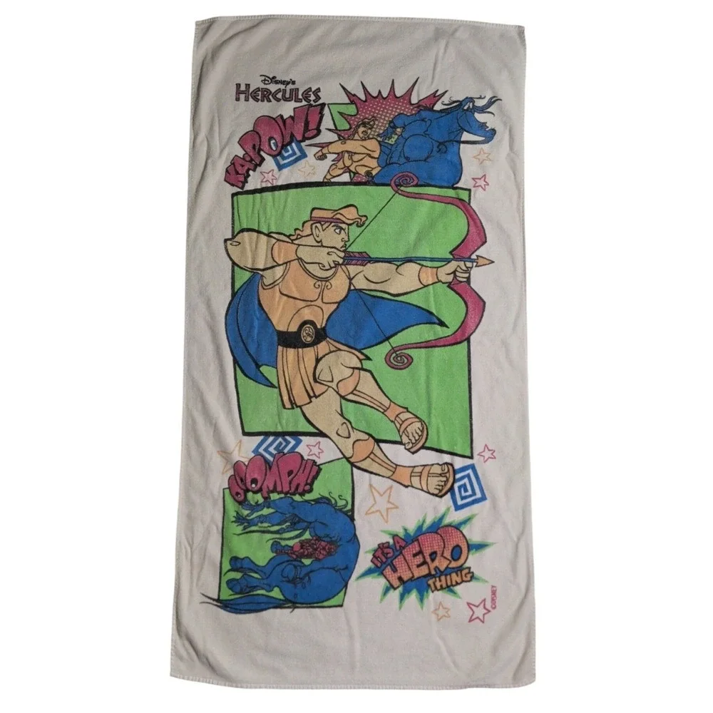 Vintage Disney's Hercules Beach Towel Genie Cotton Travel Vacation Pool